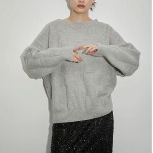 BASERANGE Ulus Wool Sweater in Grey Melange Long Sleeve Oversized Unisex M/L